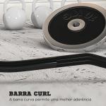 Barra de Pesos de Aço 120 cm Barra Curl EZ Ø50 mm com 2 Grampos Carga 100 kg Barra Olimpica para Discos de Ø5 cm Prata e Preto