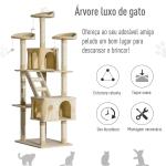 Arranhador para Gatos Centro de Atividade com Poste Cor: Bege - 60 x 50 x 180 cm