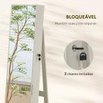 Joalheiro de Pé Armário para Joias com 6 Luzes LED Fechadura Prateleiras Suportes para Anéis 38x38x157 cm Branco e Bege