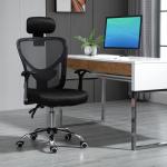 Cadeira de Escritório Ergonômica Cadeira de Escritório Giratória com Altura Ajustável Função Reclinável Apoio para a Cabeça e Suporte Lombar 65x67x108 - 118cm Preto