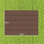 Cobertura para Pérgola 3,5x2,5 m Teto de Substituição Retrátil para Pérgola com 10 Orifícios de Drenagem Café