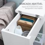 Mesa de Apoio com Tampa Abatível Prateleira de Armazenamento e Orifício para Cabos Oculto 60,5x32,5x70cm Branco