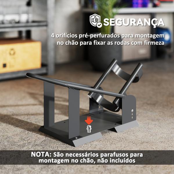 Cavalete de Moto Carga 816,5 kg Suporte para Roda Dianteira de Motocicleta com Altura Ajustável em 3 Níveis para Rodas Ø38,1 - 53,34 cm Preto