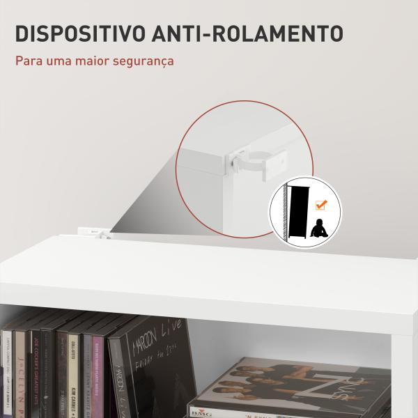 Estante para CDs e DVDs Suportes para CD Estreitos com 9 Compartimentos Prateleiras Ajustáveis 33x24x140 cm Branco