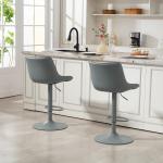 Conjunto de 2 Bancos de Bar Bancos Altos de Cozinha Giratórios com Altura Ajustável e Couro Sintético 47,5x54x92 - 110 cm Cinzento