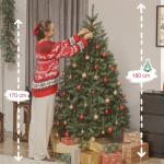 Árvore de Natal Artificial 180 cm com 1687 Ramos e Base Metálica Dobrável, Realista e Frondosa, Verde