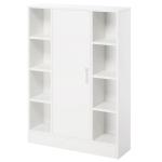 Armário Casa de Banho de Madeira com 8 Prateleiras Abertas e 1 Porta com Prateleiras Ajustáveis Móvel Auxiliar Multiuso para Cozinha Sala de Estar 71x22x100cm Branco