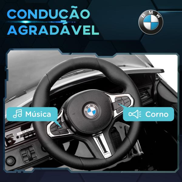 Carro Elétrico para Crianças BMW M4 12V com Controlo Remoto Faróis Buzina Música e Velocidade 3 - 5 km/h 108x69,5x51 cm Preto