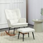 Conjunto de Poltrona Baloiço com Apoio para os Pés Poltrona Relax com Almofada Acolchoada e Anti - Tombo 64x89x90 cm Bege
