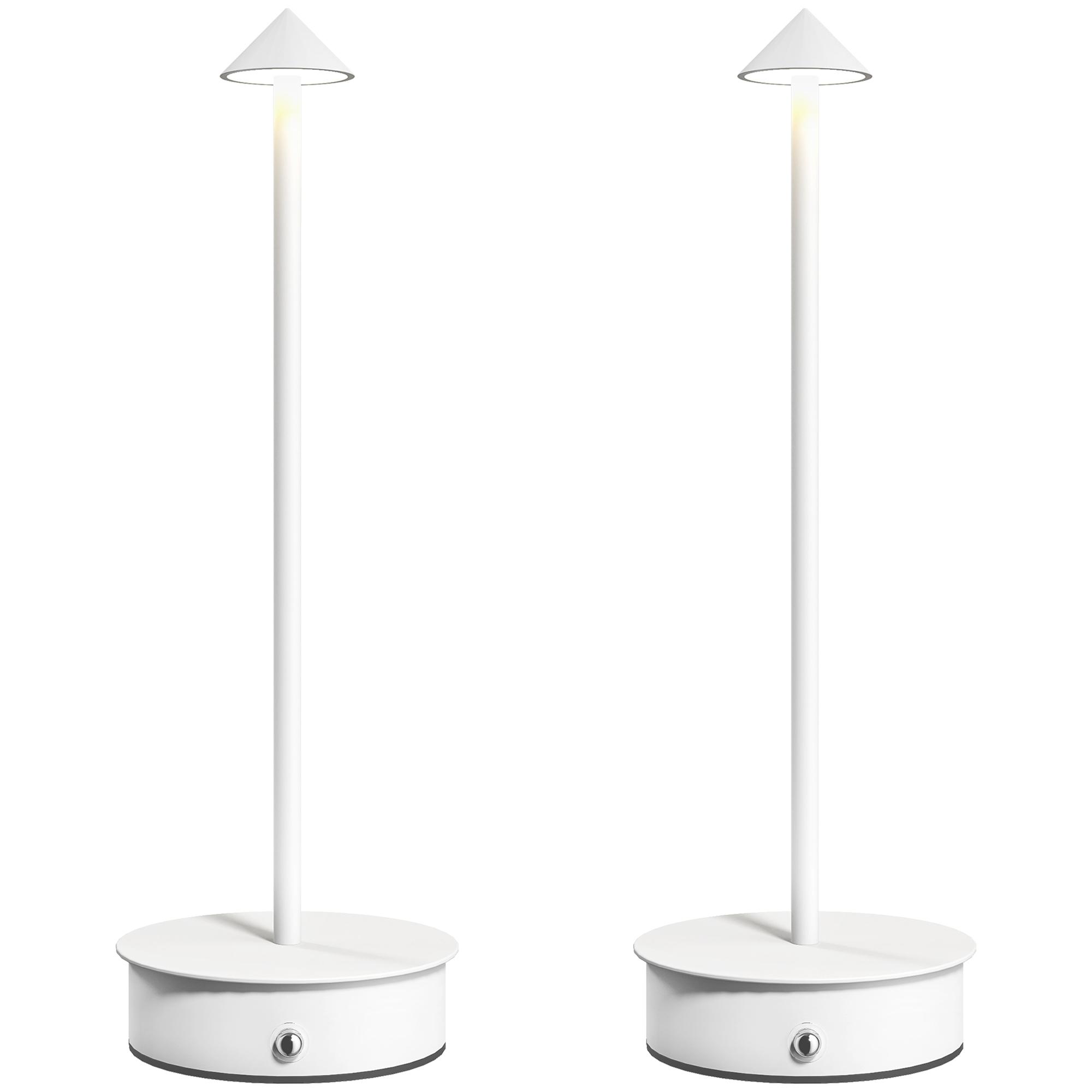 Conjunto de 2 Candeeiros de Mesa Recarregáveis por USB Reguláveis com Controlo Táctil 3000K/4500K/6500K Ø10x30 cm Branco