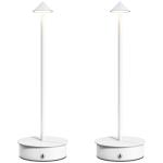 Conjunto de 2 Candeeiros de Mesa Recarregáveis por USB Reguláveis com Controlo Táctil 3000K/4500K/6500K Ø10x30 cm Branco