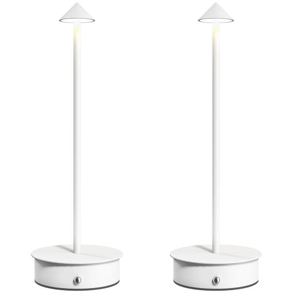 Conjunto de 2 Candeeiros de Mesa Recarregáveis por USB Reguláveis com Controlo Táctil 3000K/4500K/6500K Ø10x30 cm Branco