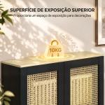 Cobertura para Radiador com 2 Portas em Rotim para Sala de Estar e Quarto 78x19x75 cm Preta