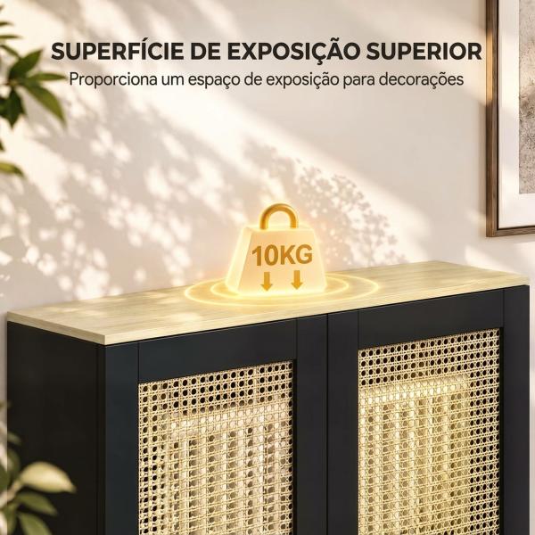 Cobertura para Radiador com 2 Portas em Rotim para Sala de Estar e Quarto 78x19x75 cm Preta