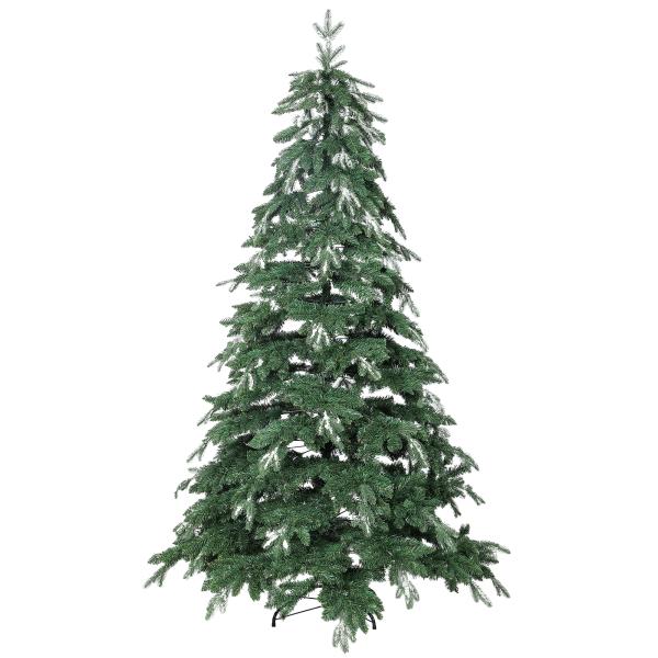 Árvore de Natal Artificial 210 cm Ramos Realistas com Efeito Neve Árvore de Natal com Suporte em Aço Base Dobrável Verde