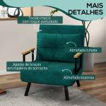Poltrona Convertível em Cama Dobrável com Encosto Ajustável em 5 Níveis e Almofada Acolchoada Carga 120 kg 63x73x81 cm Verde