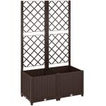 Floreira com Treliça de PP com Drenagem e Amplo Espaço para Plantas Trepadoras Vaso com Suporte para Jardim 80x40x135 cm Marrom