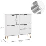 Sapateira para 16 Pares de Sapatos com 4 Gavetas e Prateleiras Ajustáveis 95x26x95 cm Branco
