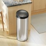 Balde de Lixo de Cozinha Automático 55 L em Aço Inoxidável com Sensor Infravermelho Fechamento Suave 32x30x78,5 cm Prateado