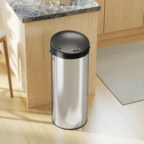 Balde de Lixo de Cozinha Automático 55 L em Aço Inoxidável com Sensor Infravermelho Fechamento Suave 32x30x78,5 cm Prateado
