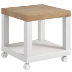Mesa Auxiliar com Rodas Mesa Auxiliar com Prateleira Aberta para Sofá Dormitório 40x40x40 cm Branco e Madeira