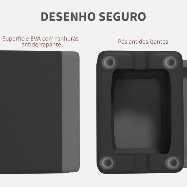 Step para Fitness Antideslizante Altura Regulável 3 Níveis de 10,5/15,5/20,5 cm Capacidade 250 kg 77x36x20,5 cm Cinza e Preto