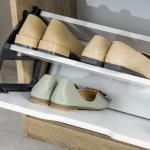 Armário para Sapatos Sapateira de Madeira com 2 Portas Abatíveis 4 Prateleiras de Armazenamento Capacidade 8 Pares de Sapatos para Entrada Corredor Dormitório 62,5x26x81cm Branco e Natural