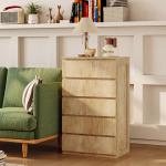Cómoda de 5 Gavetas para Quarto Moderna Design sem Puxadores para Sala de Jantar Entrada 60x39x100 cm Madeira Natural