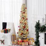 Árvore de Natal 180 cm Árvore de Natal Artificial Nevada com 150 Luzes LED 329 Ramos Verde e Branco