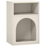 Mesa de Cabeceira Moderna Mesa de Cabeceira Estreita com 2 Compartimentos Abertos Desenho em Forma de Arco 40x30x60 cm Creme