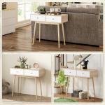 Mesa Consola Moderna Consola de Entrada Estreita com 2 Gavetas para Corredor Entrada Sala ou Dormitório 86x35x75 cm Carvalho