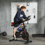 Bicicleta Estática com Resistência Ajustável Volante de Inércia de 8 kg Ecrã LCD Guiador e Assento Ajustável 103x53x100 - 114 cm Preto e Vermelho