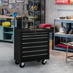 Carrinho de Ferramentas com 7 Gavetas Rodas Trava Armário de Armazenamento para Oficina de Garagem e Chapa de Aço 69x33x75 cm Preto