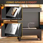 Lareira de Bioetanol com Depósito de 0,9L Apagador de Chamas de Aço Inoxidável Tempo de Combustão 3,3H para Interiores 15 - 20 m² 38x22x54 cm Preto