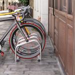 Estacionamento para 3 Bicicletas Suporte de Aço para Estacionar Bicicletas no Chão para Interior e Exterior 76x33x27cm Prata