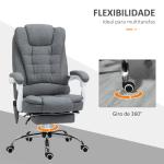Cadeira de Massagem com 6 Pontos de Massagem Reclinável com Altura Ajustável e Função de Aquecimento 65x70x111 - 119 cm Cinza