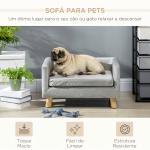 Sofá para Cães Pequenos 64x45x36 cm em Veludo com Almofada Lavável e Pés em Madeira de Bétula Cinzento Escuro