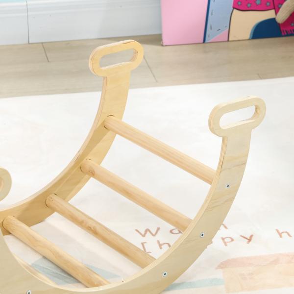Arco de Aprendizagem para Crianças 2 em 1 Arco de Escalar para Crianças de 18 - 48 Meses Baloiço Bebés 68x42x36 cm Madeira
