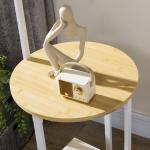 Candeeiro de Pé Moderno com Prateleira Suporte para Lâmpada E27 Máx. 40W com Ecrã de Linho Ø37x162cm Branco e Madeira