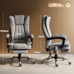 Cadeira de Escritório com 6 Pontos de Massagem Giratória Encosto Reclinável 135º Função de Aquecimento 62x67x113 - 120 cm Cinza