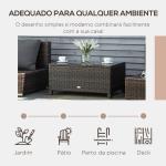 Mesa de Centro Jardim de Vime Sintético Mesa de Apoio para Exterior com Vidro Temperado 85x50x39 cm Marrom