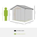 Abrigo de Jardim Exterior 4,83m² 277x195x192cm Abrigo e Jardim Metálico para Armazenamento de Ferramentas com Base Incluída e 4 Janelas Cinza
