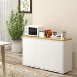 Aparador de Sala de Estar Armário de Armazenamento com 3 Portas e Prateleiras Ajustáveis 120x37x75 cm Branco e Madeira