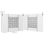 Paredes Laterais para Tenda de 2 Painéis 295x195 cm com Janela Enrolável e Porta com Fecho de Correr para Tenda 3x3 m ou 3x6 m Branco