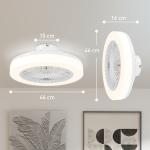Ventoinha de Teto com Luz LED 40 W Motor DC Revertível Controlo Remoto 6 Velocidades Temporizador Ø46x16 cm Branco
