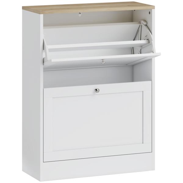 Sapateira Estreita com 2 Portas Sapateira para Entrada com Prateleiras Ajustáveis para 12 Pares de Sapatos 60x24x80 cm Branco