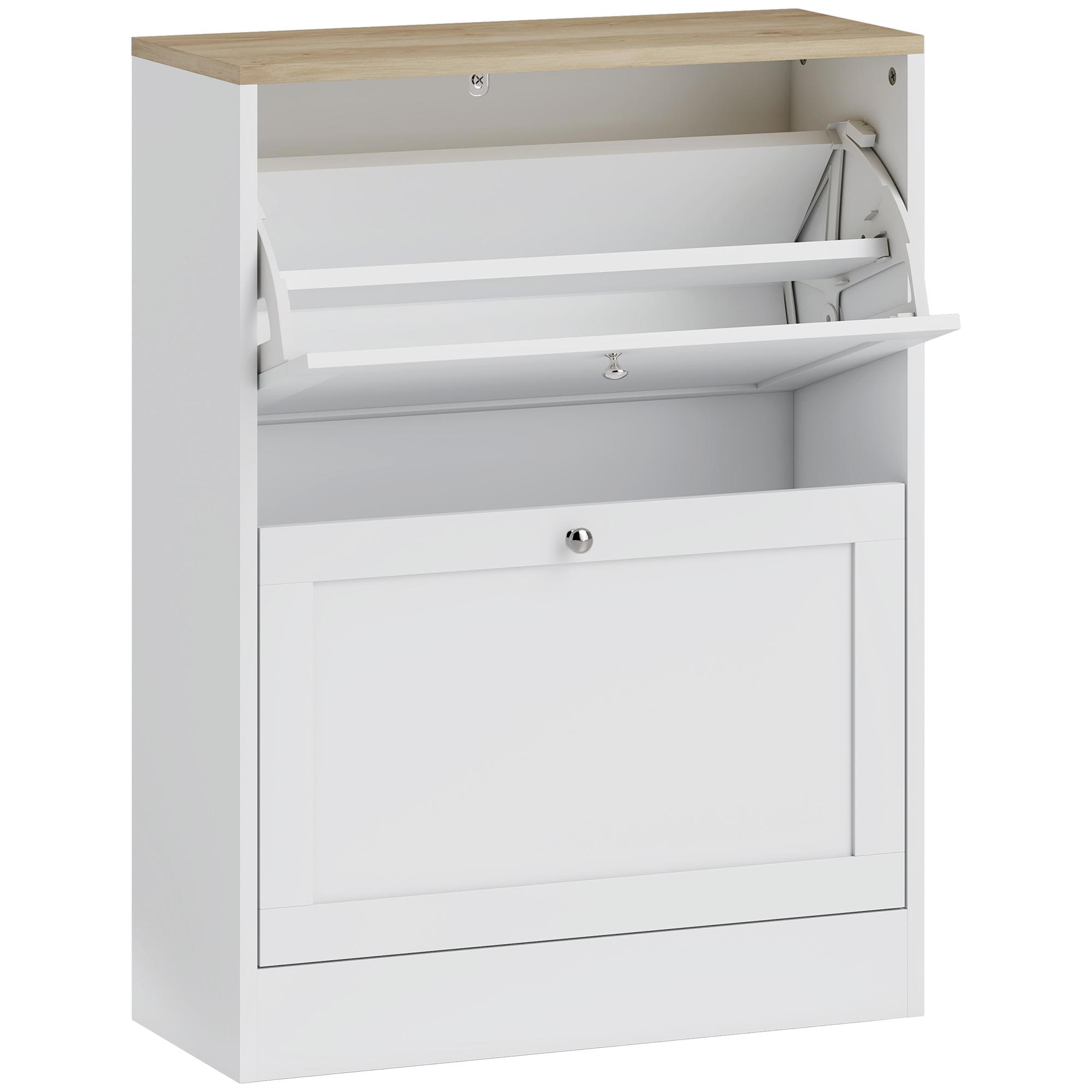 Sapateira Estreita com 2 Portas Sapateira para Entrada com Prateleiras Ajustáveis para 12 Pares de Sapatos 60x24x80 cm Branco