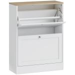Sapateira Estreita com 2 Portas Sapateira para Entrada com Prateleiras Ajustáveis para 12 Pares de Sapatos 60x24x80 cm Branco