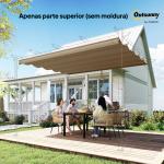 Cobertura para Teto Retrátil de 2,5x2,55 m para Pérgola 3x3 Tecido de Substituição com 10 Orifícios de Drenagem Castanho