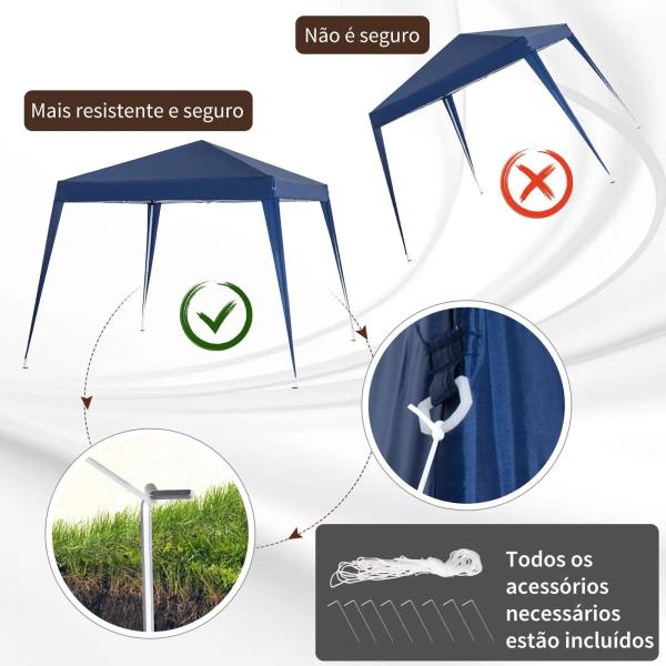 Tenda Dobrável Tenda com Desenho Pop Up para Jardim Campismo Festas Eventos Aço e Oxford 297x297x250 cm Azul